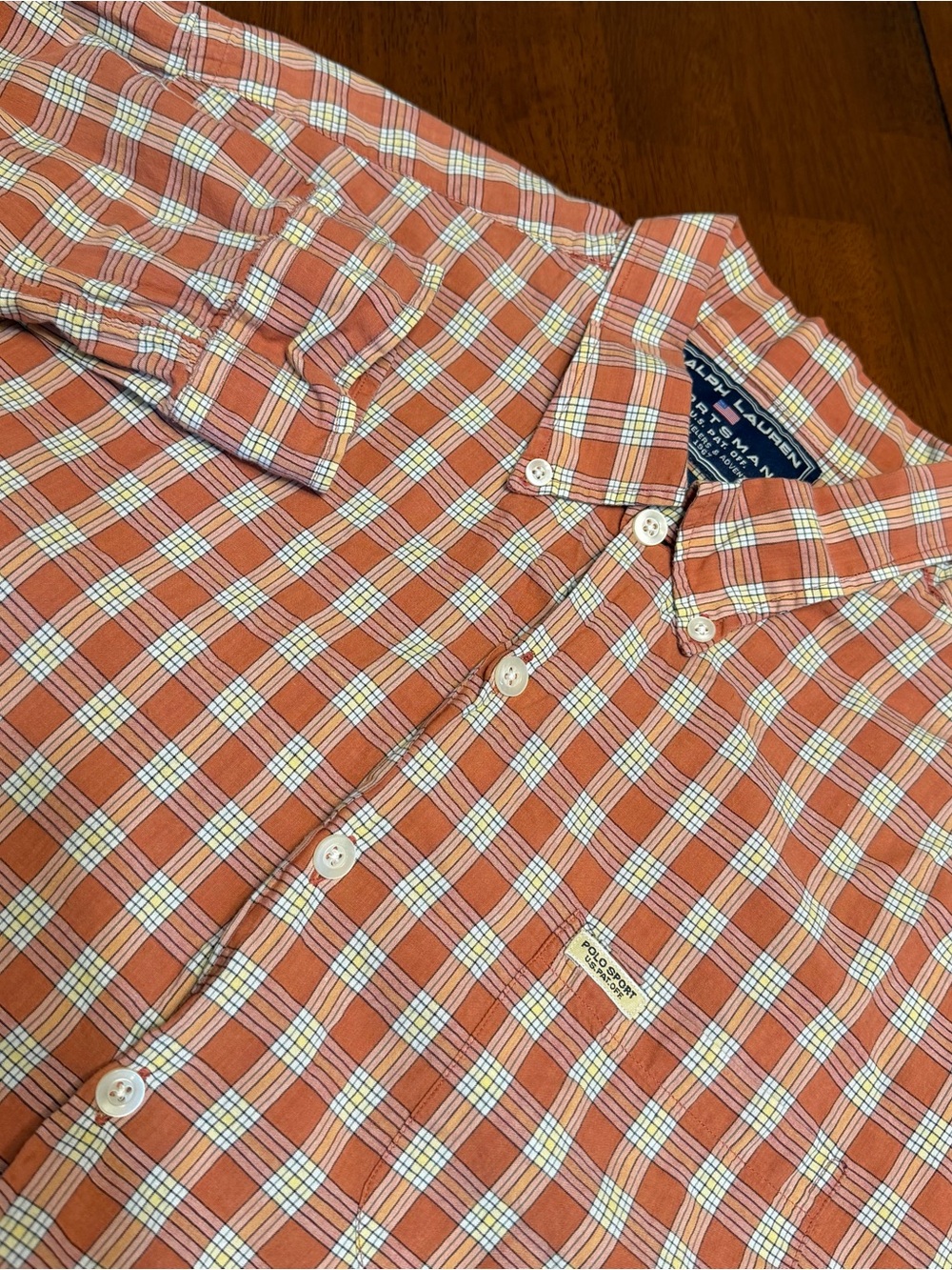 Ralph Lauren Sportsman Plaid Button Down Shirt Men Large Tartan Preppy Cotton